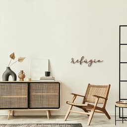 Palavra de Parede em Relevo Refúgio 60x18 Marrom