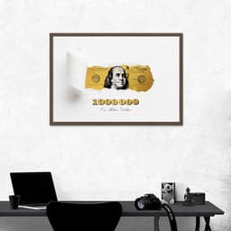 Quadro 1 Milhão de Dólares Gold 43x30 Caixa Marrom