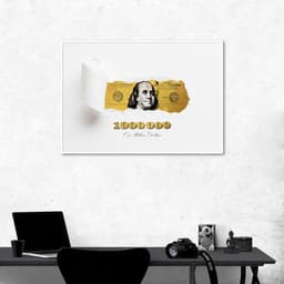 Quadro 1 Milhão de Dólares Gold 43x30 Filete Branco