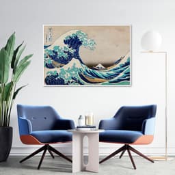 Quadro A Grande Onda de Kanagawa 86x60 Filete Branco