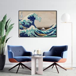 Quadro A Grande Onda de Kanagawa 86x60 Filete Preto