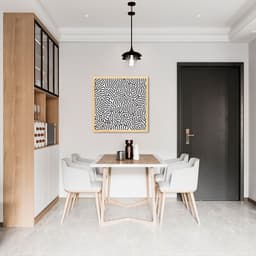 Quadro Abst. Linhas Orgânicas Boho Preto 43x43 Caixa Marfim