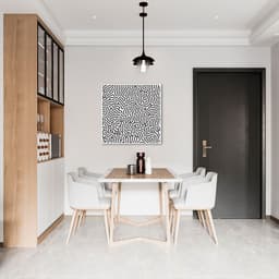 Quadro Abst. Linhas Orgânicas Boho Preto 86x86 Filete Branco