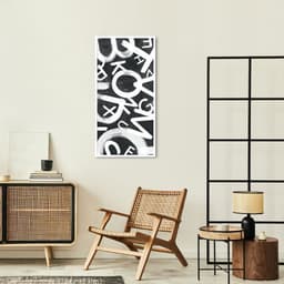 Quadro Abstract Letters 100x50 Caixa Branco Preto