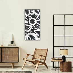 Quadro Abstract Letters 100x50 Filete Preto Preto
