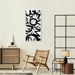 Quadro Abstract Letters 120x60 Caixa Branco Branco