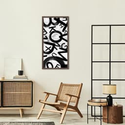 Quadro Abstract Letters 120x60 Caixa Marrom Branco