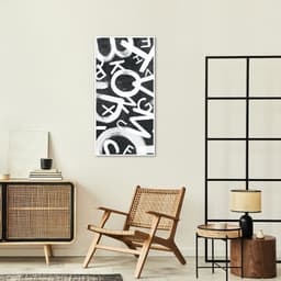 Quadro Abstract Letters 120x60 Filete Branco Preto