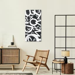 Quadro Abstract Letters 120x60 Sem Moldura Preto