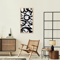 Quadro Abstract Letters 60x30 Caixa Marfim Branco