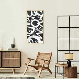 Quadro Abstract Letters 60x30 Caixa Marfim Preto