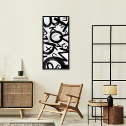 Quadro Abstract Letters 60x30 Caixa Preto Branco