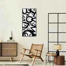 Quadro Abstract Letters 60x30 Filete Preto Branco