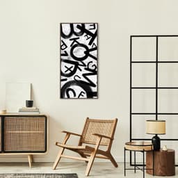 Quadro Abstract Letters 86x43 Filete Marrom Branco