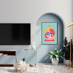 Quadro Abstract Portrait Woman 43x30 Filete Preto