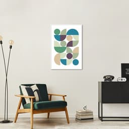Quadro Abstrato Bauhaus Cores Frias 100x70 Filete Branco