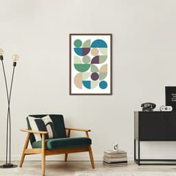 Quadro Abstrato Bauhaus Cores Frias 43x30 Caixa Marrom