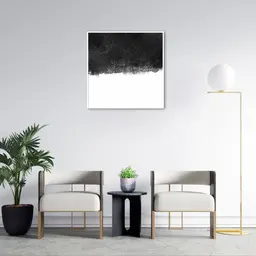 Quadro Abstrato Black Square 43x43 Filete Branco