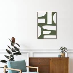 Quadro Abstrato Boho Orgânico Verde 100x70 Filete Marrom