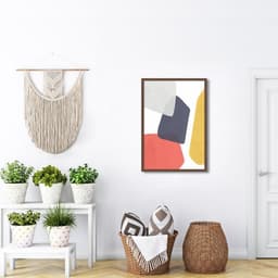 Quadro Abstrato Formas Coloridas 100x70 Caixa Marrom