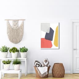 Quadro Abstrato Formas Coloridas 60x43 Caixa Branco