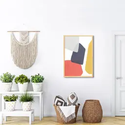 Quadro Abstrato Formas Coloridas 86x60 Caixa Marfim