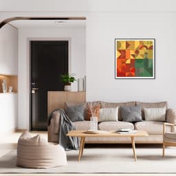 Quadro Abstrato Geometria Colors 43x43 Filete Preto