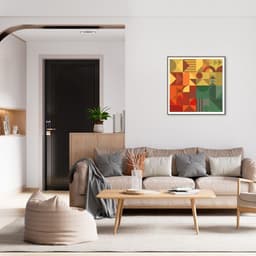 Quadro Abstrato Geometria Colors 86x86 Filete Marrom