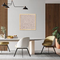 Quadro Abstrato Linhas Orgânicas Boho 86x86 Caixa Marfim