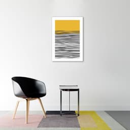 Quadro Amarelo Linhas Abstratas 43x30 Sem Moldura