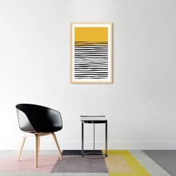 Quadro Amarelo Linhas Abstratas 86x60 Caixa Marfim