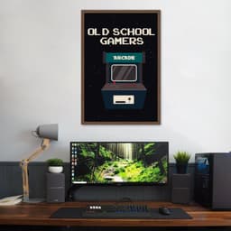 Quadro Arcade Old School Gamer 100x70 Caixa Marrom