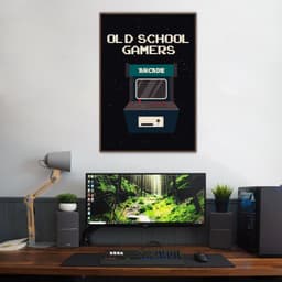 Quadro Arcade Old School Gamer 100x70 Filete Marrom