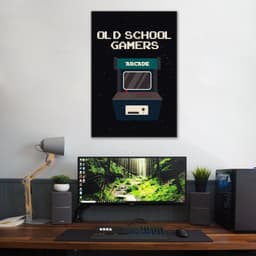 Quadro Arcade Old School Gamer 100x70 Filete Preto