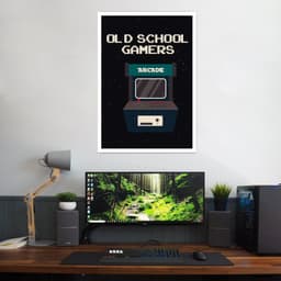 Quadro Arcade Old School Gamer 43x30 Caixa Branco