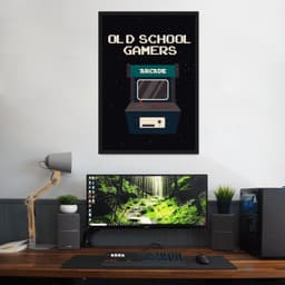 Quadro Arcade Old School Gamer 86x60 Caixa Preto