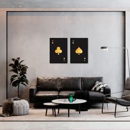 Quadro As Paus e Espada Gold 88x60 2-60x43 Caixa Preto