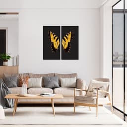 Quadro Asas Borboleta Amarela 86x90 2-86x43 Sem Moldura