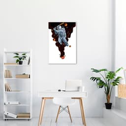 Quadro Astronauta Baseball 100x70 Filete Branco