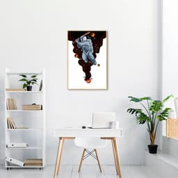 Quadro Astronauta Baseball 100x70 Filete Marfim