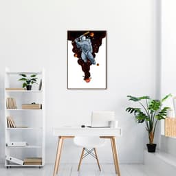 Quadro Astronauta Baseball 100x70 Filete Marrom