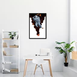Quadro Astronauta Baseball 86x60 Caixa Preto