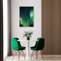 Quadro Aurora Boreal Finlândia 60x43 Filete Marfim