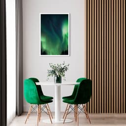 Quadro Aurora Boreal Finlândia 86x60 Caixa Branco