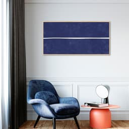 Quadro Azul Linha Minimalista 120x60 Filete Marfim