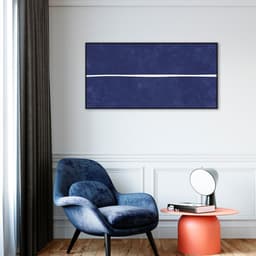Quadro Azul Linha Minimalista 60x30 Filete Preto