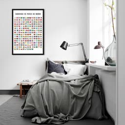 Quadro Bandeiras de Países do Mundo 43x30 Caixa Preto