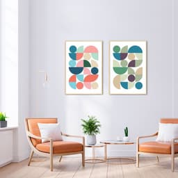 Quadro Bauhaus Colors 122x86 2-86x60 Filete Marfim
