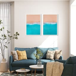 Quadro Beira Mar 88x60 2-60x43 Caixa Branco