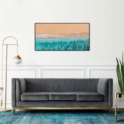 Quadro Beira Mar Caribe 60x30 Filete Preto